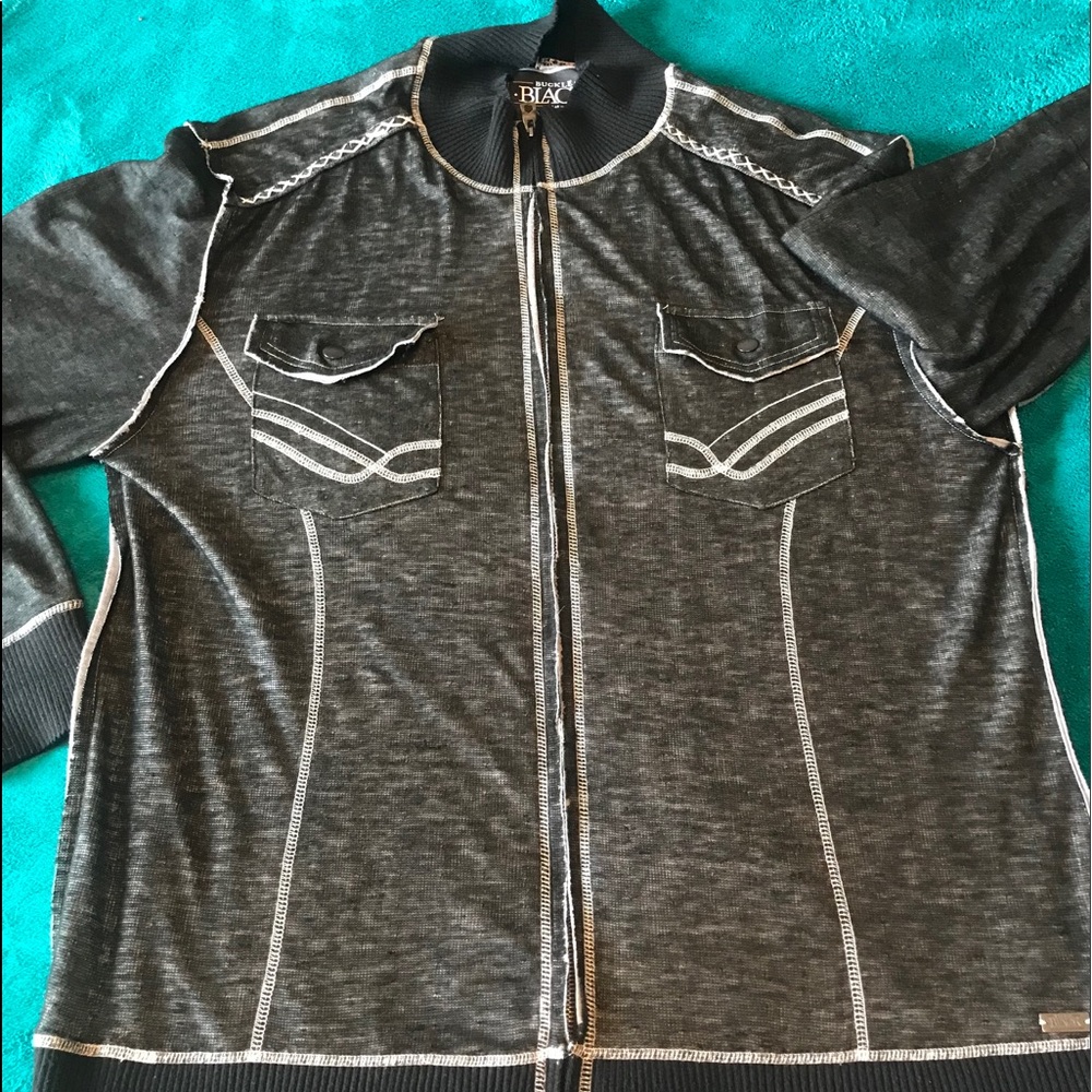 Buckle black zip up jacket